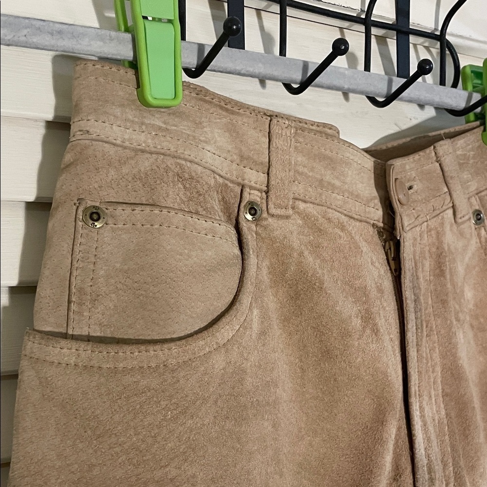Lauren Ralph Lauren Tan Soft Suede High Waisted Vintage Pants - Picture 6 of 13